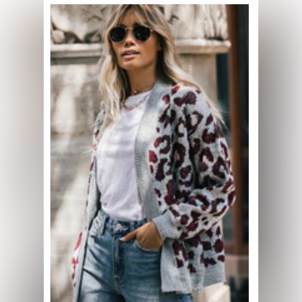Mid-length Leopard Cardigan (never worn) - size M/L